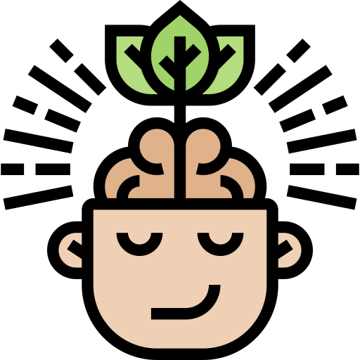 green plant growing from human's head. it is about growing the mind.