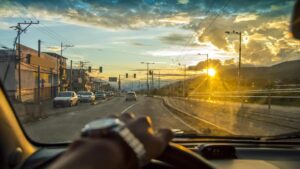 Driving thru the city